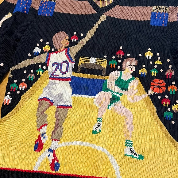 Vintage Berek Marta D Hand Knitted Basketball Sweater - Picture 2 of 5